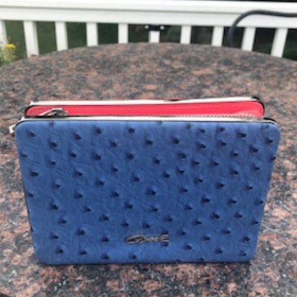 Axel Blue and Salmon clutch purse - Picture 1 of 7